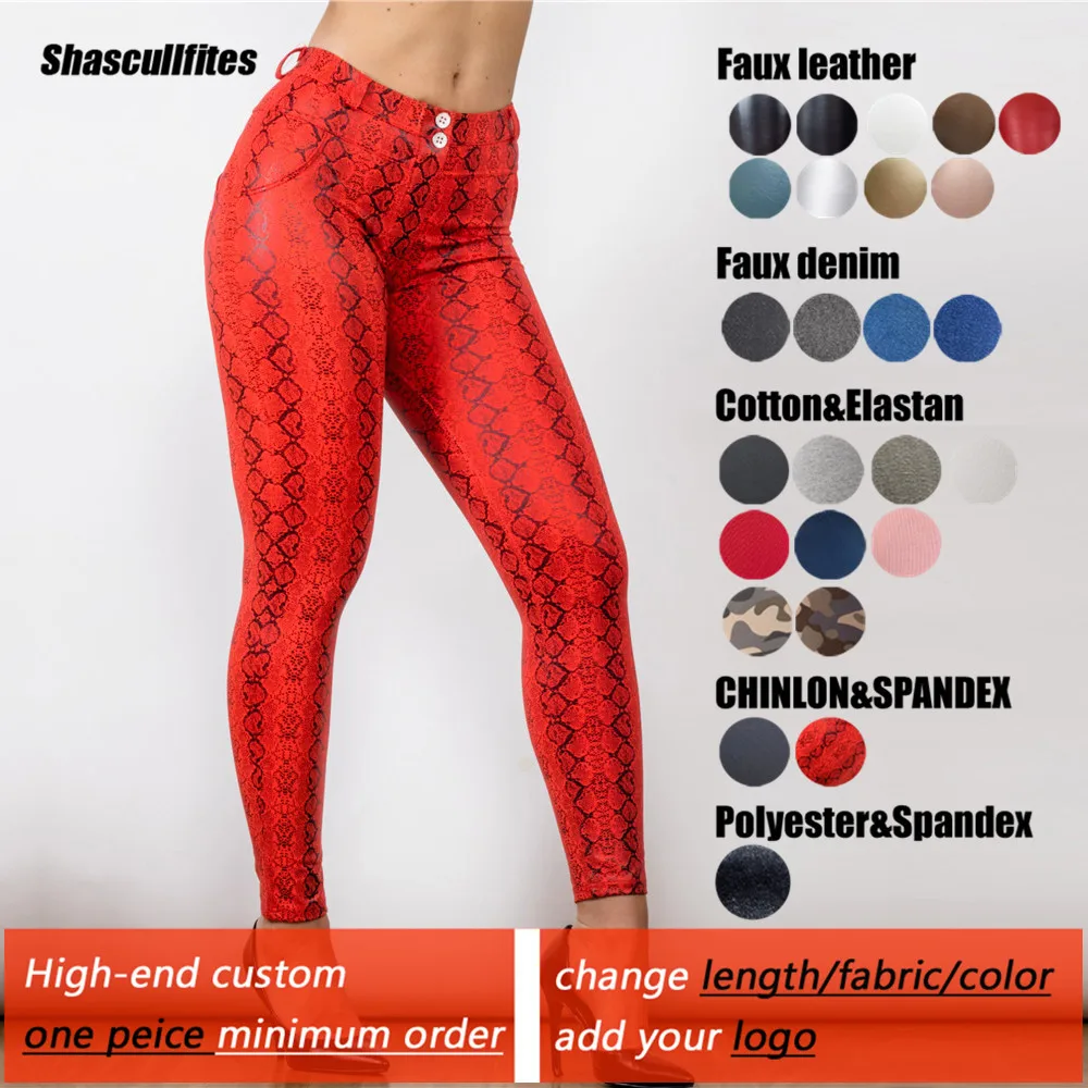 Shascullfites Gym and Shaping Tailored Red Women Snake Printed Leggings Sporting Push Up Plus Size Summer Thin Legging