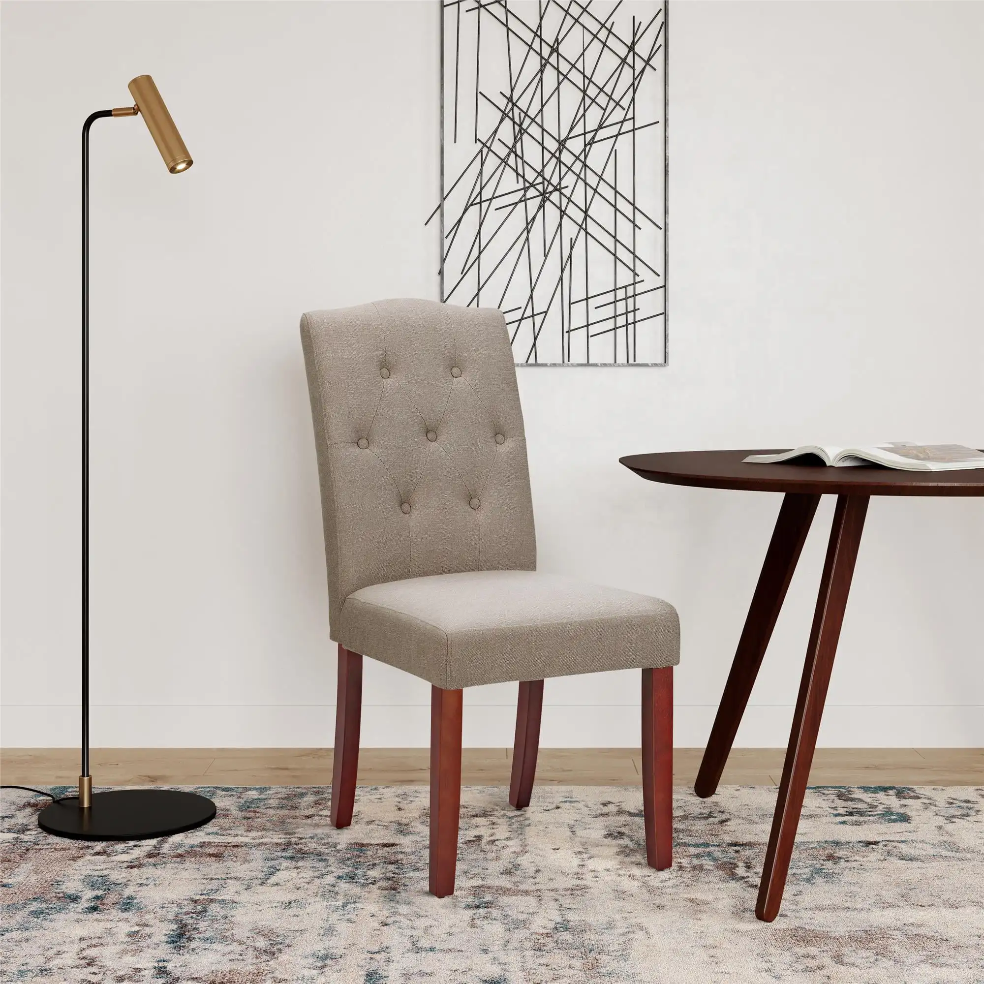 

Upholstered Tufted Dining Chair,Taupe