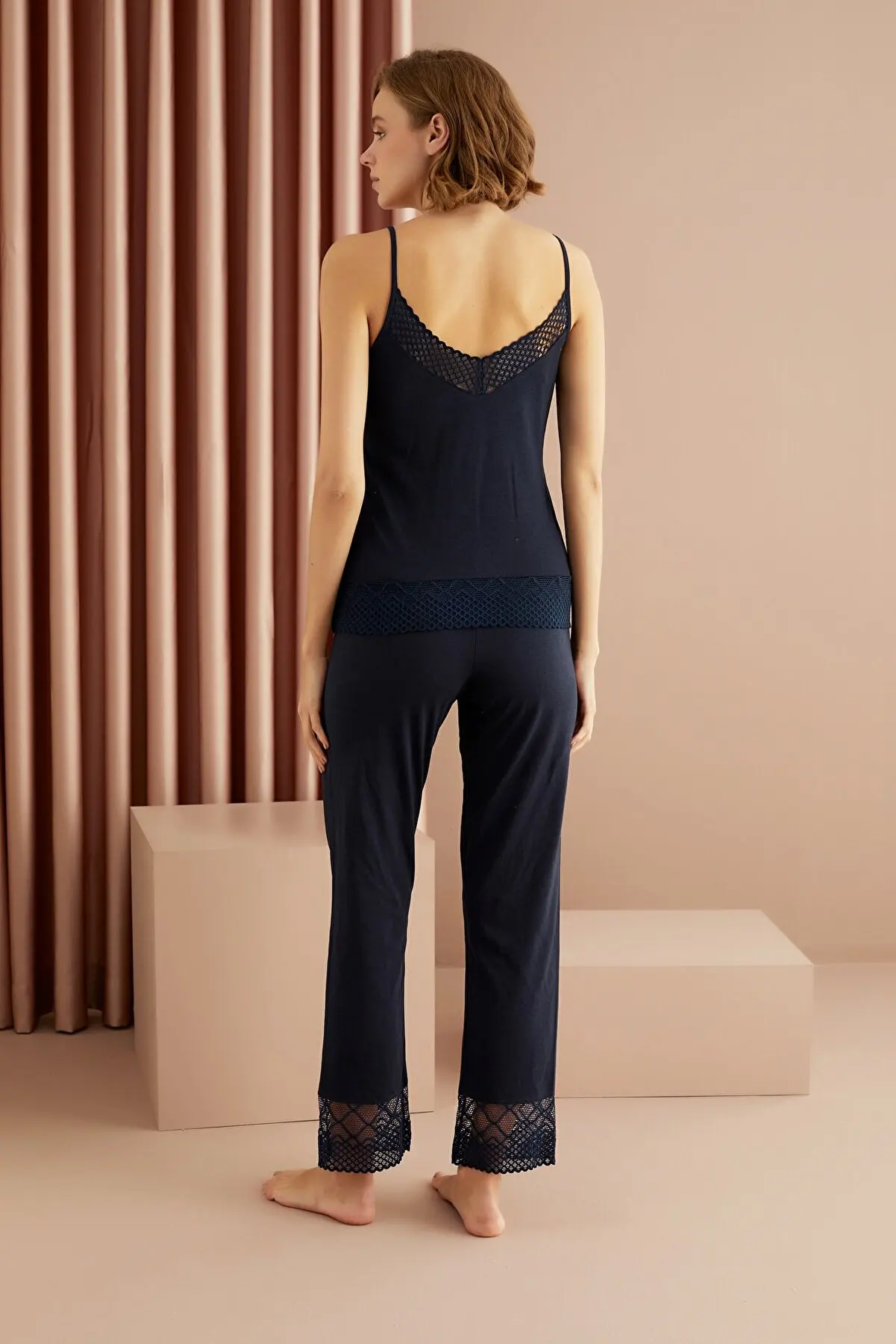 2022 Hot Women Black Cotton Rope Strap Lace Pajamas Set Nightgown Female Sleep Lycra Two Piece Comfortable Stylish Design Gift