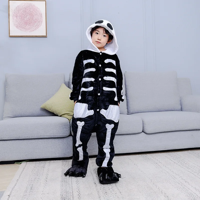 Family Kigurumi Pajamas Skeleton Onesie Cosplay Costume Pajamas For Kids and Adults