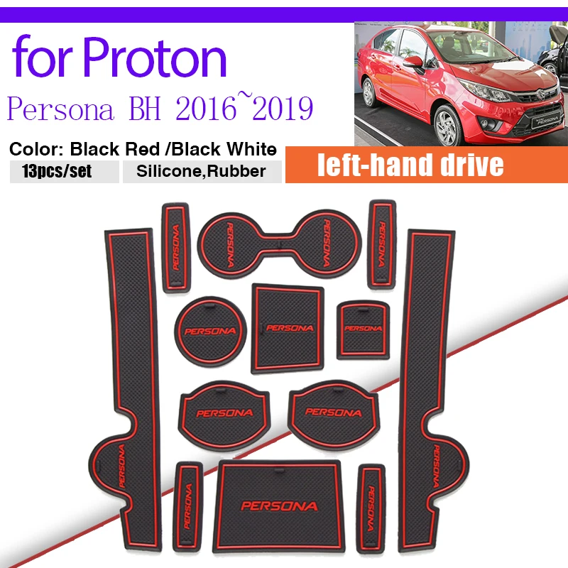 

Rubber Door Groove Mat for Proton Persona BH 2016~2019 2017 2018 Cushion Gate Storage Slot Coaster Dust-proof Car Stickers Rug