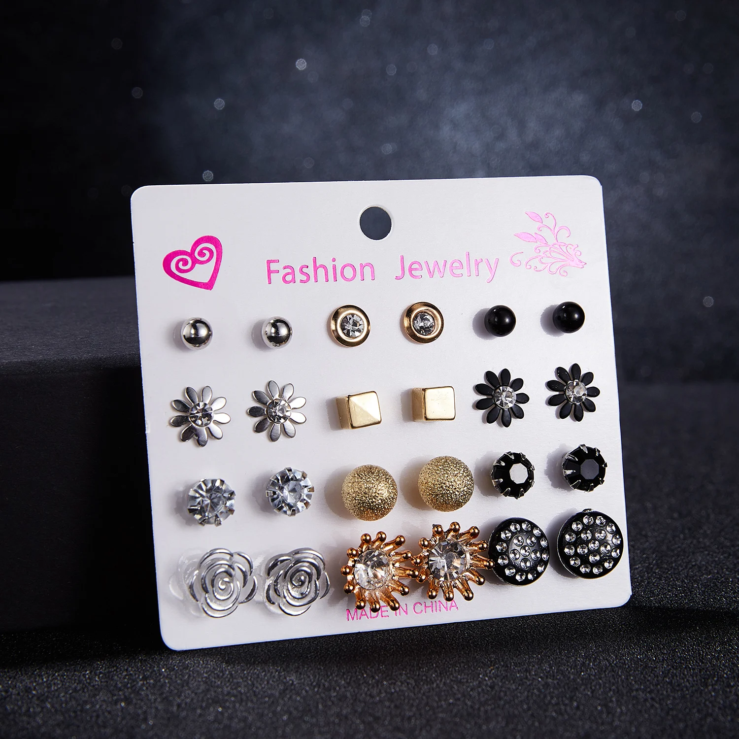 

12 Pairs Fashion Korean Mix Style Earrings Set For Women Simulated Pearl Flower Bowknot Stud Earrings Girls Party Jewelry