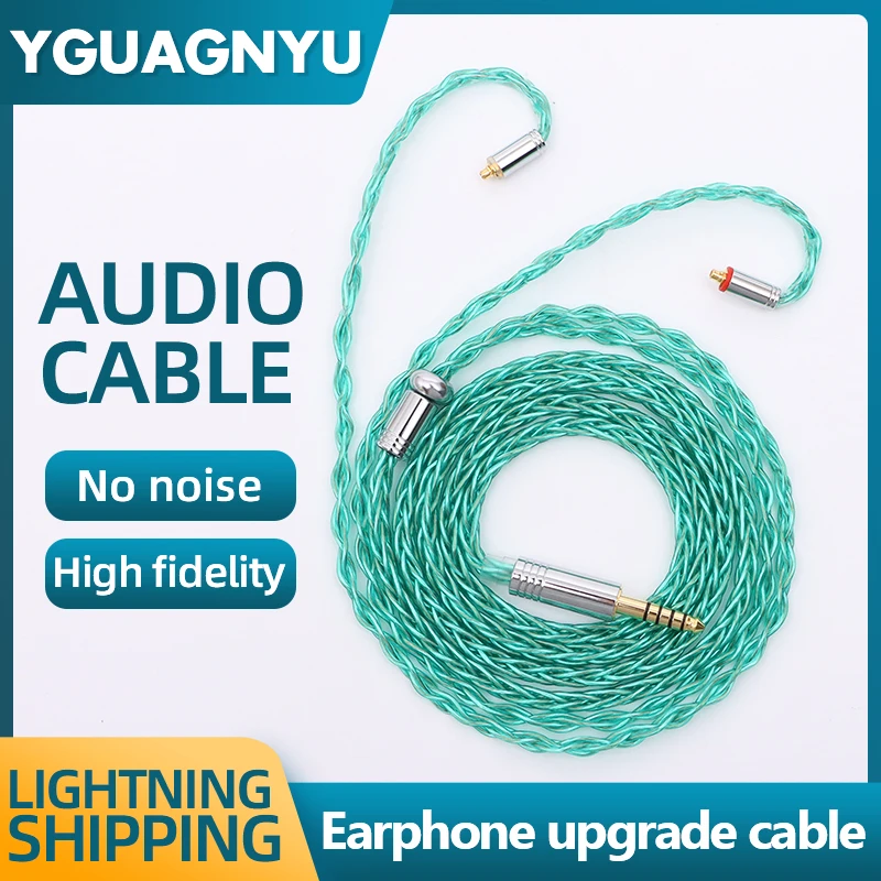 

YGUAGNYU 8 Core Single Crystal Copper Silver Plated Upgrade Cable High Purity Earphone Wire MMCX/0.78mm 2Pin/QDC/TFZ