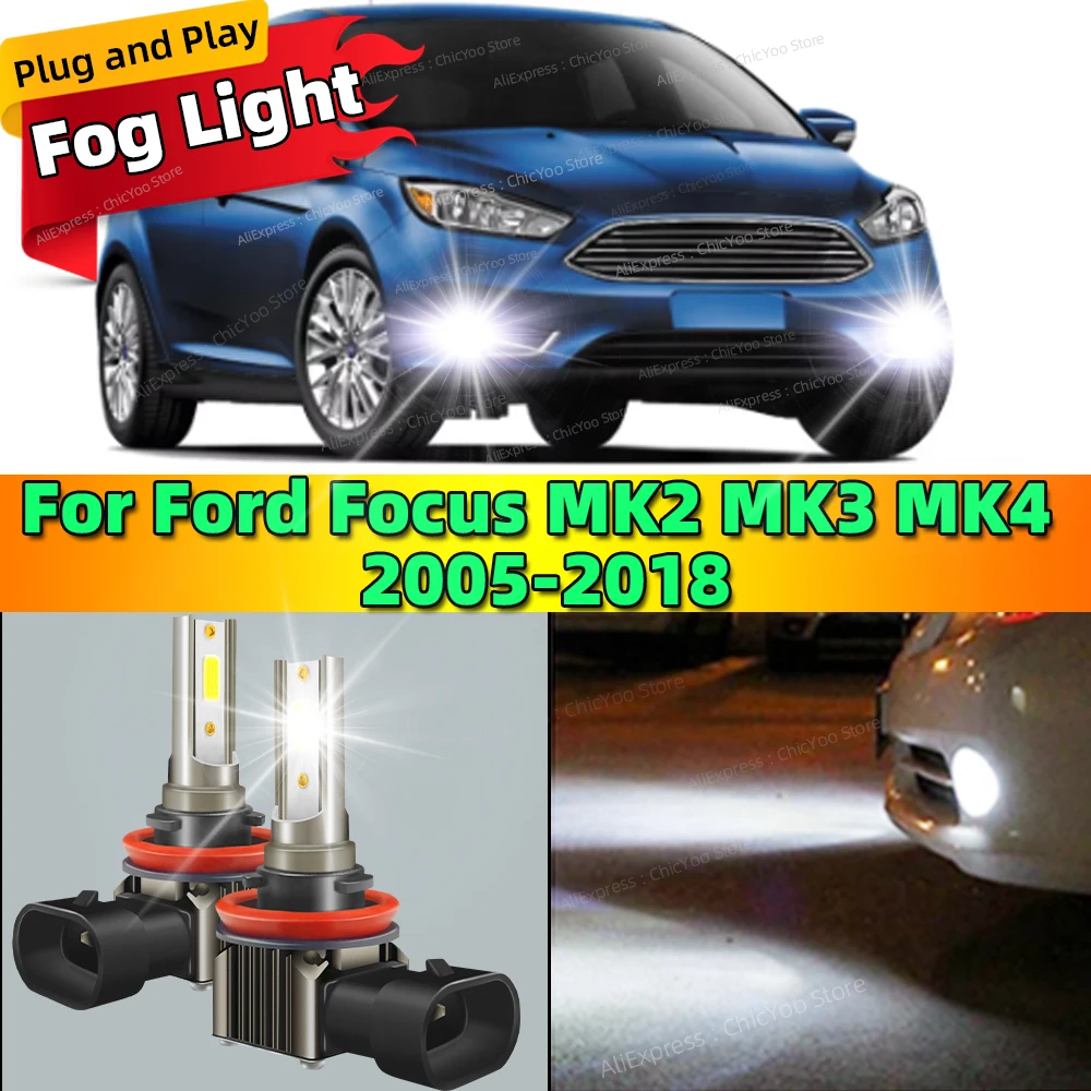 2 шт. автомобильные противотуманные фары передние светодиодный чип 6000K Plug and Play