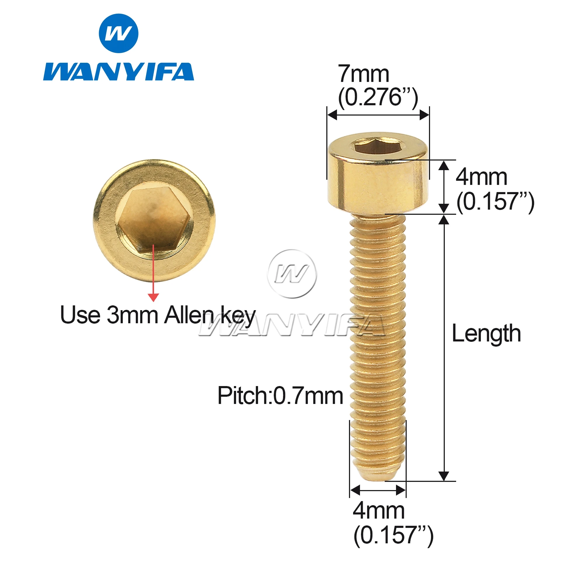 Титановый болт Wanyifa M4x10/12/15/20 мм шестигранный ключ винты с квадратной головкой
