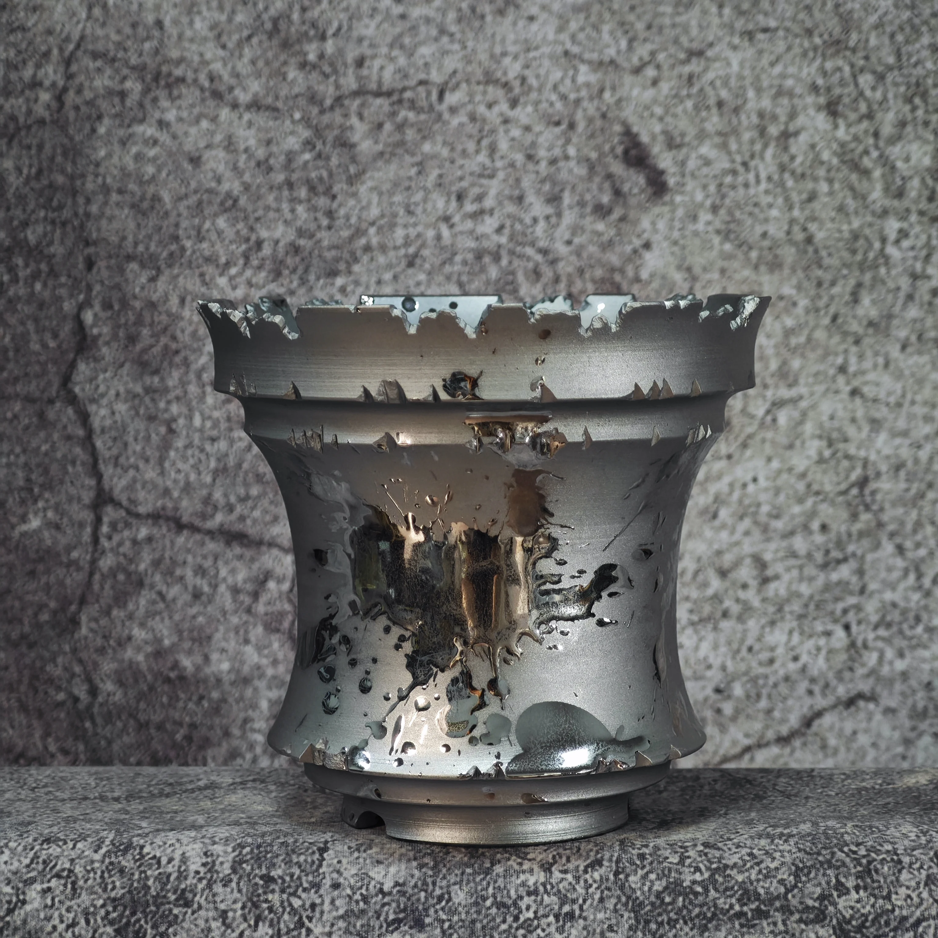 Фото Серебряный горшок-кашпо среднего размера Caudex ручной работы с резным узором для кактусов Pachypodium Rosulatum, Agave, Pachypodium Gracilius №5