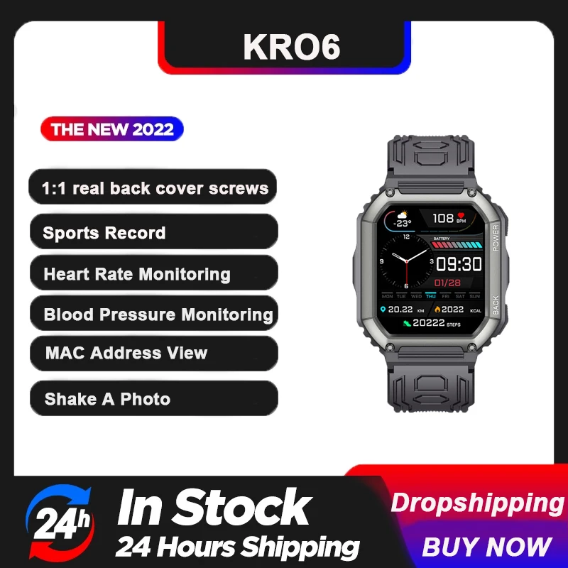 

KR06 Outdoor Sports Smart Watch Men HD Big Screen APP Display GPS Track Bluetooth Calls Information Real-time Push Music Player