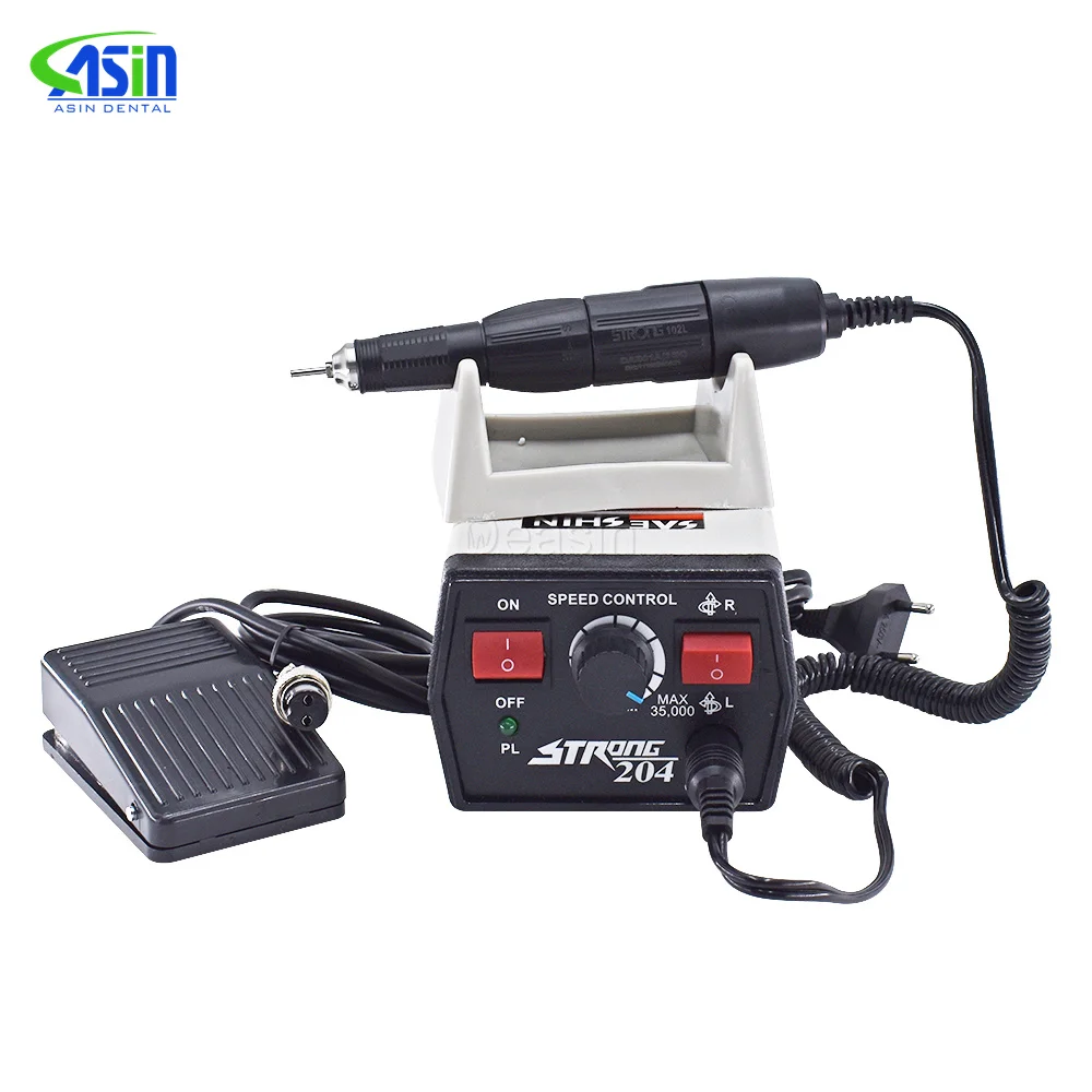 

65W Strong 204 control box 35000RPM 30V Strong 210 102L Micromotor Handpiece Electric manicure machine Nail Drill cutters Kit