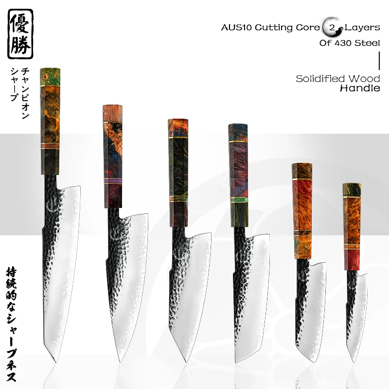 

Chef Knife Set Japanese AUS-10 3 Layers Stainless Steel Santoku Nakiri Utility Kitchen Knives Meat Fish Vegetables Cutting Tool