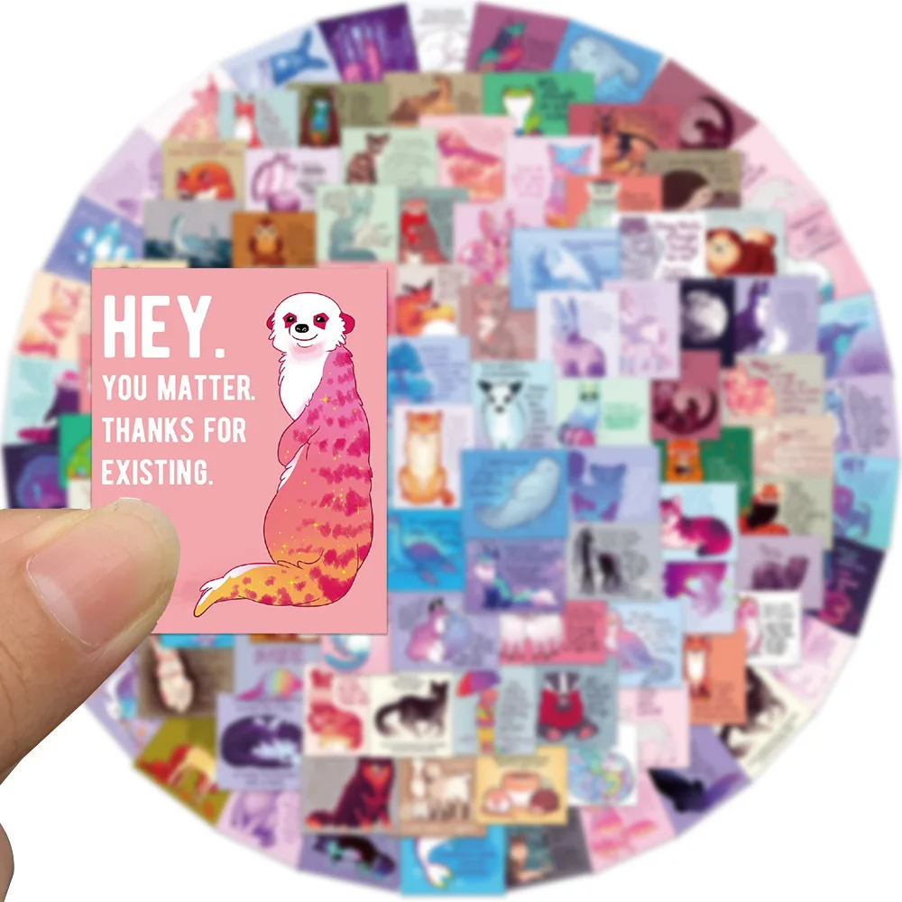 

10/30/50/110PCS Cute Animals Motivational Phrases Stickers Graffiti Decals DIY Laptop Phone Suitcase Notebook Sticker Wholesale
