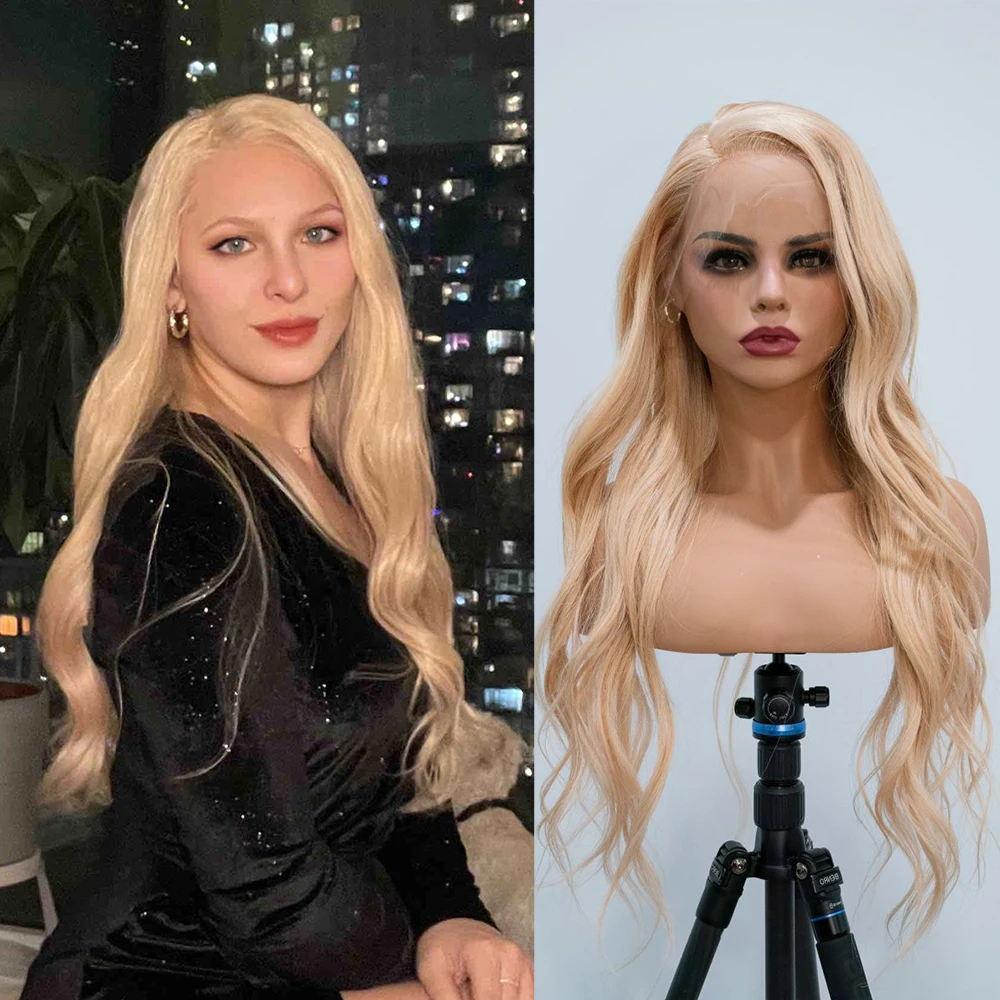 Rose Blonde Remy Hair HD Lace Frontal Wig Warm Blonde Full Lace Human Hair Wigs Loose Wave Lace Front Wig Pre Plucked Hairline