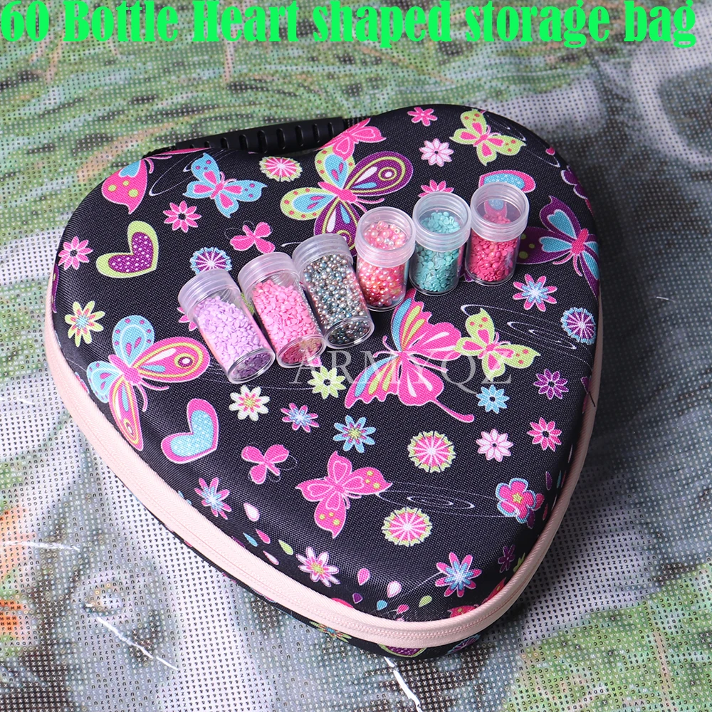 

2023 New Diamond Painting Accessories Carry Case Container Storage Box 60 Bottles diamant painting Hand heart-shaped Bag Tools