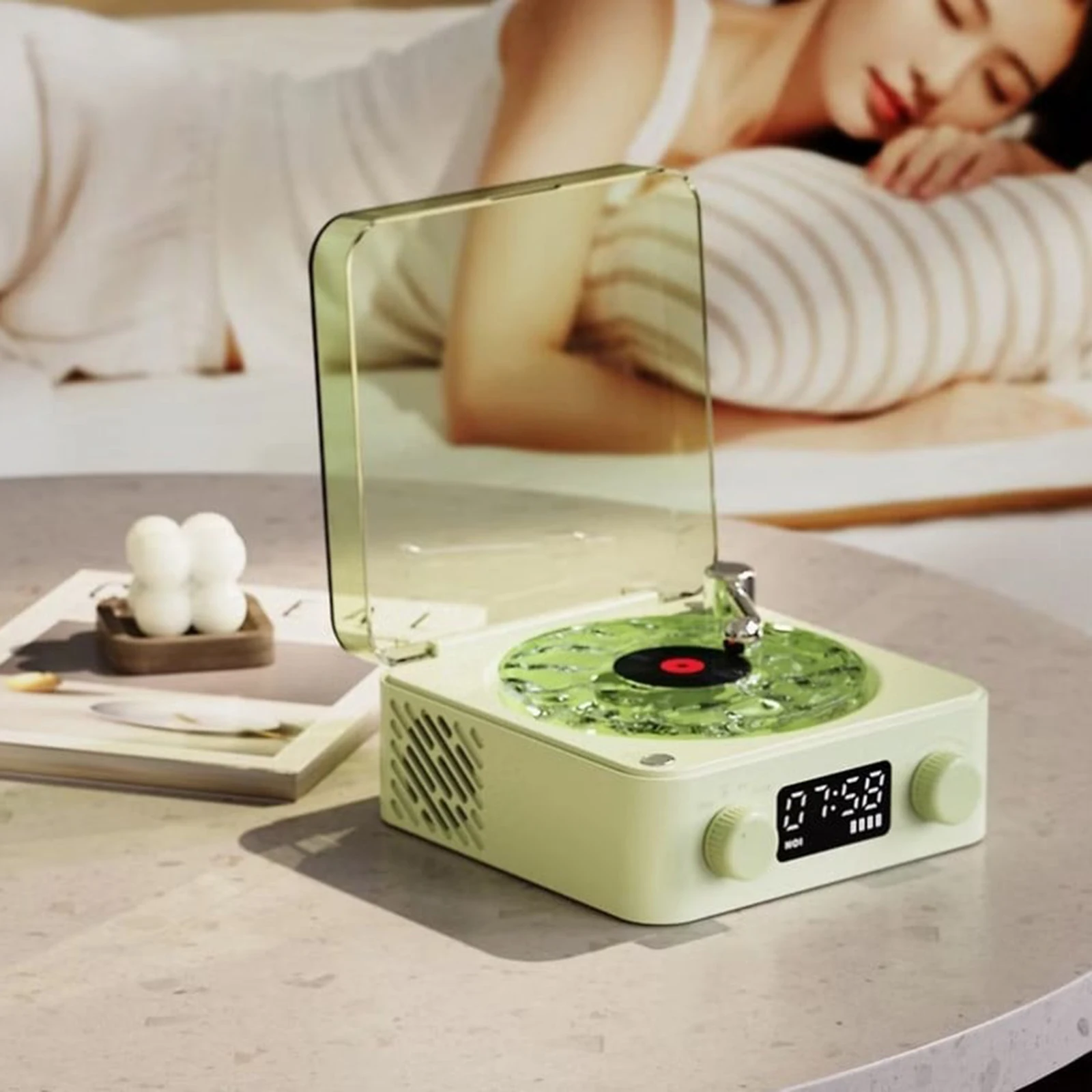 Виниловый проигрыватель The Waves с красивой белой отделкой из морской соли