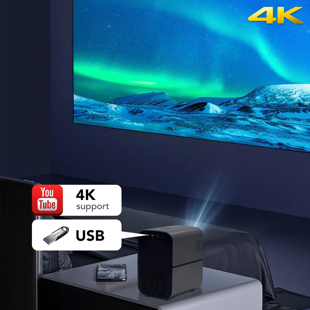 Ceny M6 PRO 1080P Projektor Wideo LED Android 9.0 6000 Lumenów 5G Wifi Beamer Elektryczny Focus 4K Kino Domowe Smartphone światło Jednorożec
