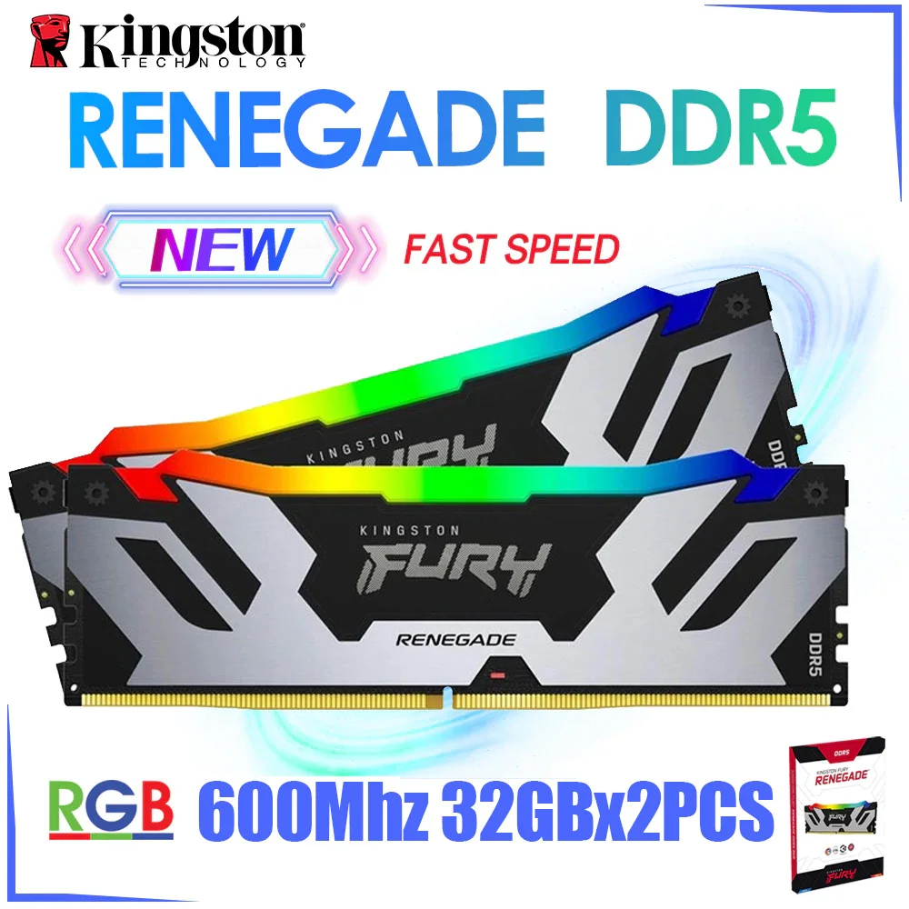 

Kingston Fury Renegade DDR5 Memory DDR5 RGB 6000 32Gx2PCS LGA 1700 CPU XMP 3.0 AMD Gaming Mainboard RAM