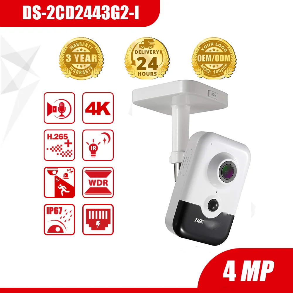 

Hikvision Compatible DS-2CD2443G2-I 2.8mm 4MP AcuSense Built-in Mic IP Camera Security CCTV System Surveillance Cube Network