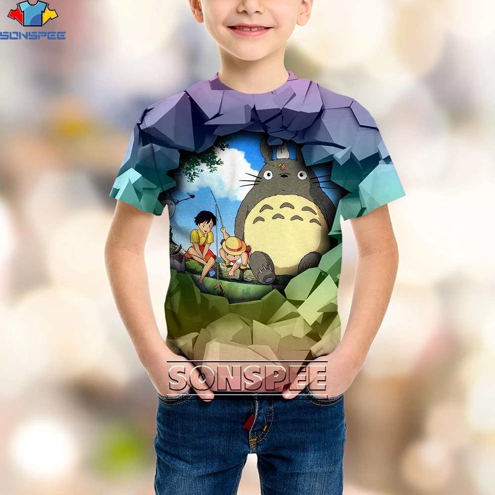 Купи SONSPEE Kids Anime Totoro Cute Design T Shirt Boys/Girls Great Casual Kawaii Short Sleeve Tops Summer Children's Funny T-Shirt за 599 рублей в магазине AliExpress