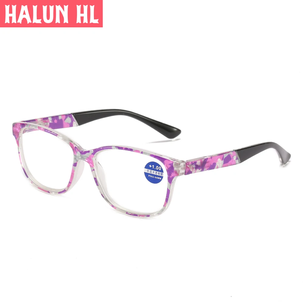 

HALUN HL 2021 Fashion Anti-Blu-ray Reading Glasses Women Spring Temples Wear Comfortable HD Lenses 51804