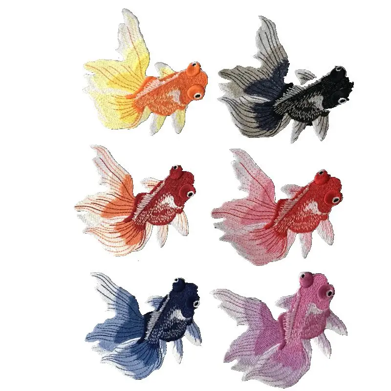 Китайская Золотая рыбка вышитая утюгом патчи для одежды куртки вышивка рыбками