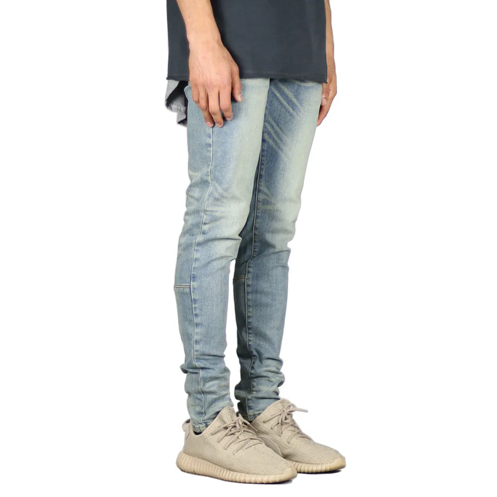 High Quality Retro Washed Distressed Jeans Stretch Slim Fit Men'S Casual Leggings Trendy Slim Pencil Pants Jeans For Men