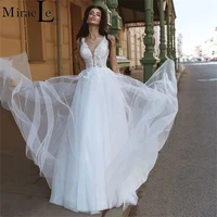 grace deep v neck wedding dresses for women sleeveless a line wedding gown for bride lace appliques open back robe de mari%c3%a9e