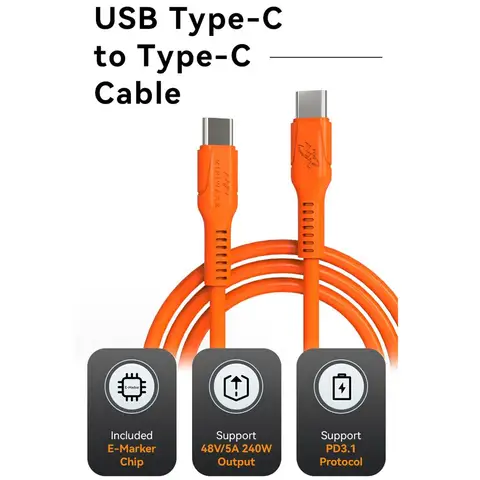 Кабель USB Type-C на Type-C, 48 В, 5 А, 240 Вт, высокотемпературный силиконовый кабель для передачи данных TS101
