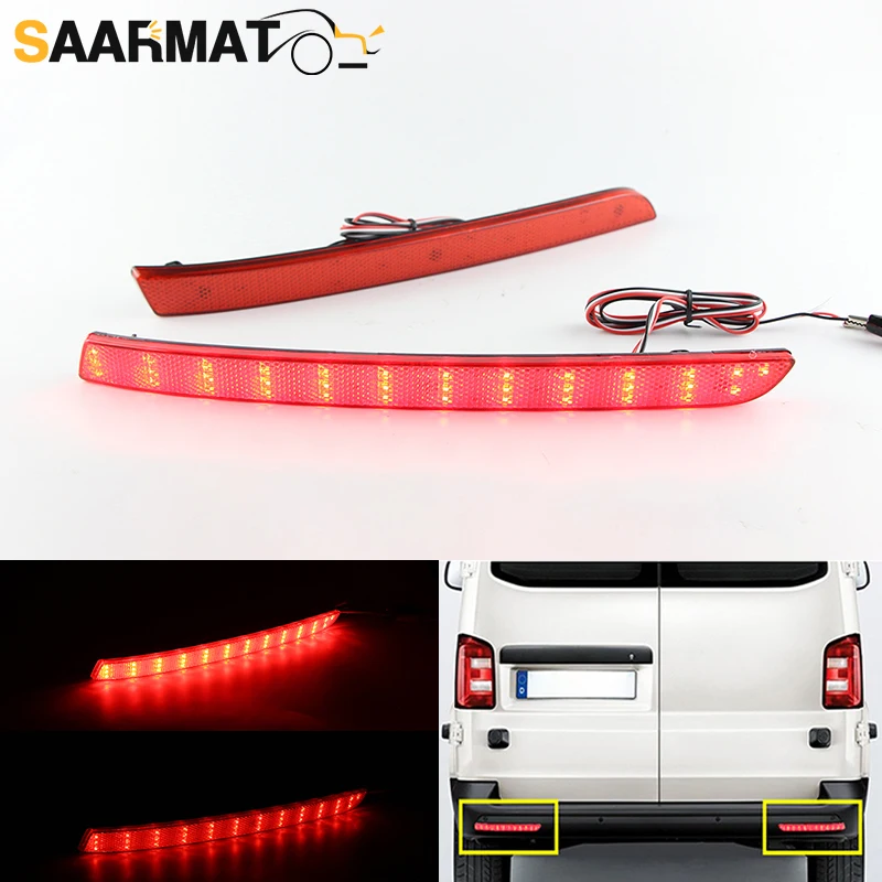2 шт. для VW Transporter T5, красный светодиодный отражатель заднего бампера Caravelle/Multivan (предотвращение фары) 12-16, противотуманные фары, ходовые огни