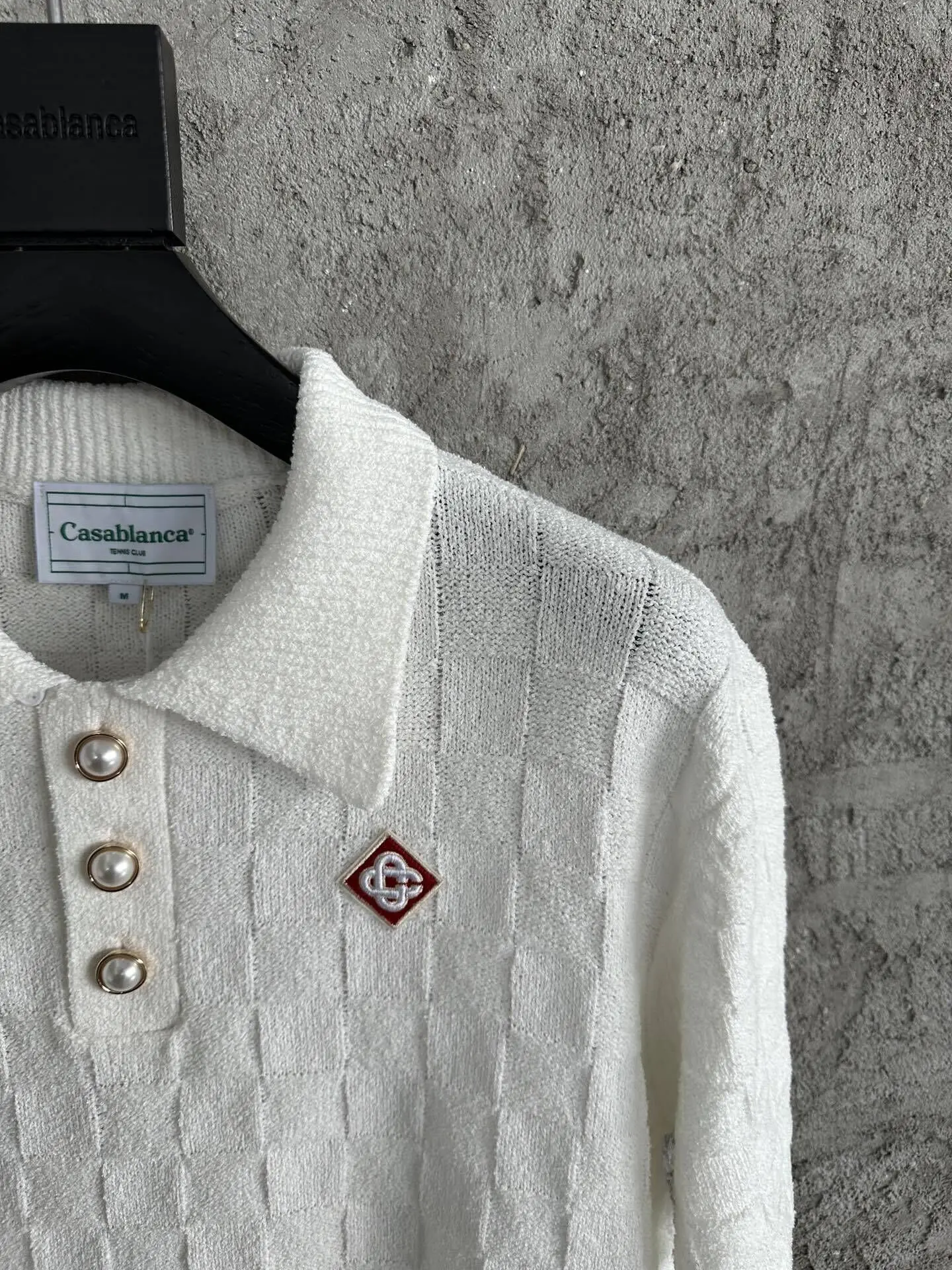 CASABLANCA 2023SS Клетчатый свитер POLO Рубашка 100% хлопчатобумажная ткань Hine Высокая