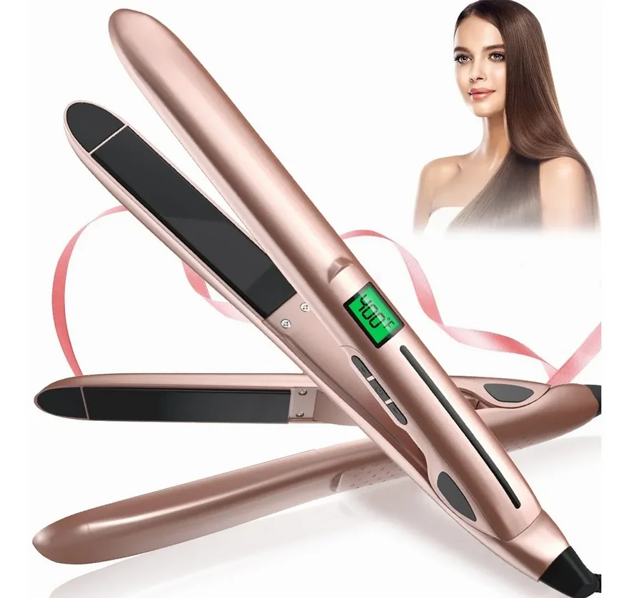 

Professional Hair Straightener & Curler 2 in 1 Ceramic Heating Wet Dry Dual-use Flat Curling Straightening Iron for Women