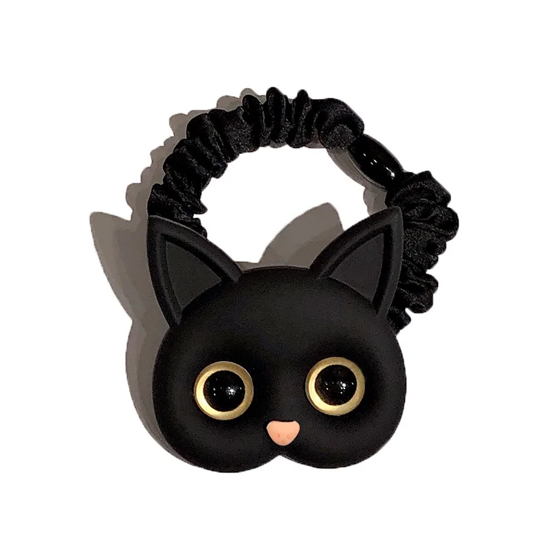 

New Black Cat Hair Rope Rubber Band Elastic Hair Bands Head Rope Women Girl Letter Hair Catch Cute Hair Accessories Ornaments