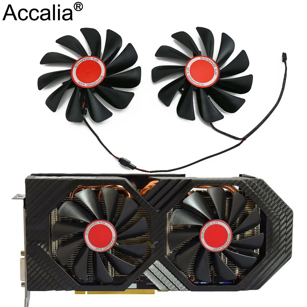 2pcs/set95MM FDC10U12S9-C CF1010U12S CF9010H12S XFX RX580 GPU Cooler Fan For HIS RX 590 580 570 Graphics Card Cooling