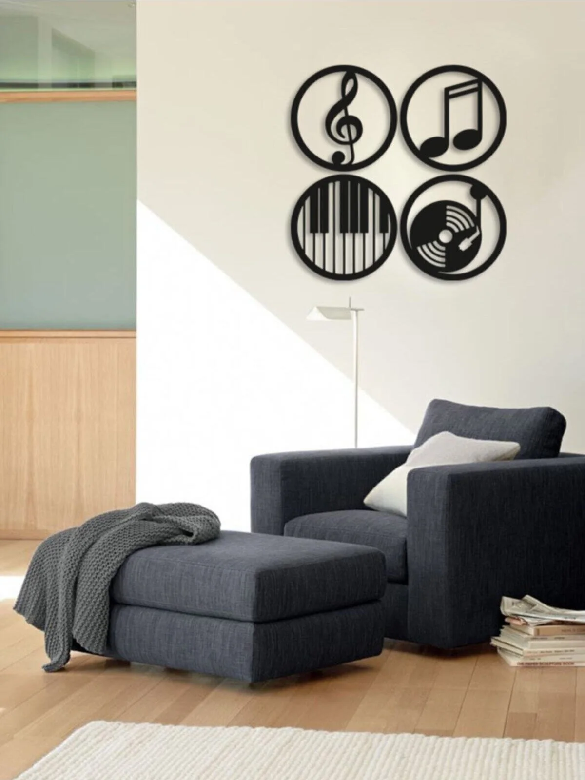 

Wooden Music Note Wall Decor Black Home Office Decoration Living Room Bedroom Kitchen Nordic Decorative Ornament Painting