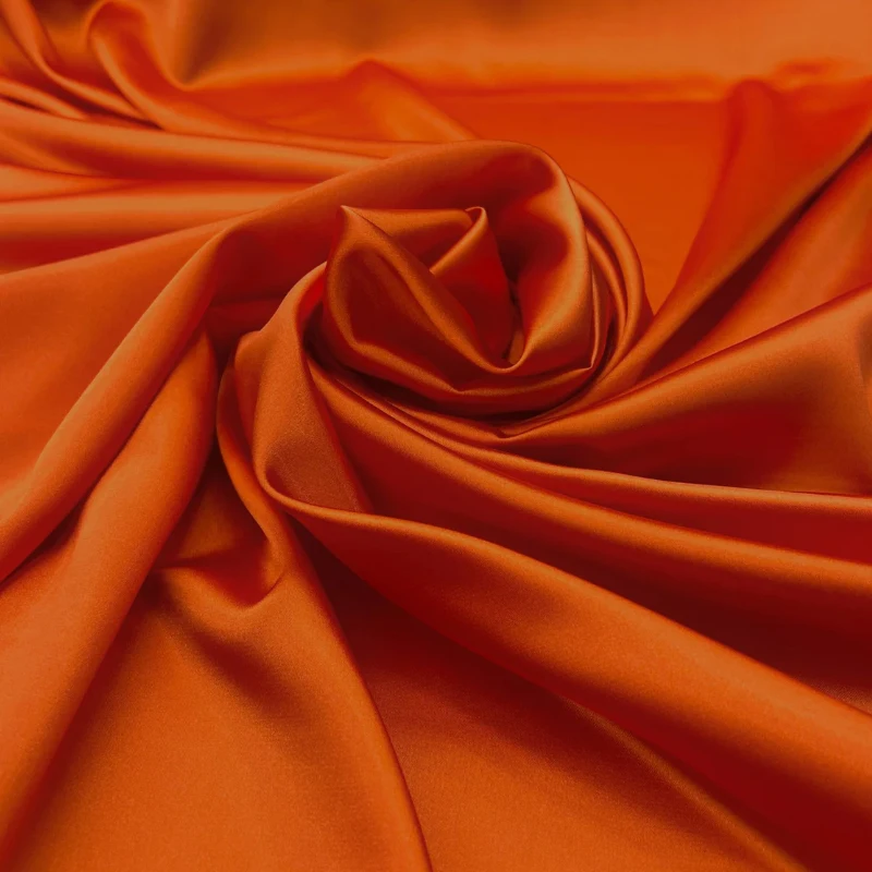 Оранжевая шелковистая эластичная атласная ткань для двора шармёз свадебных