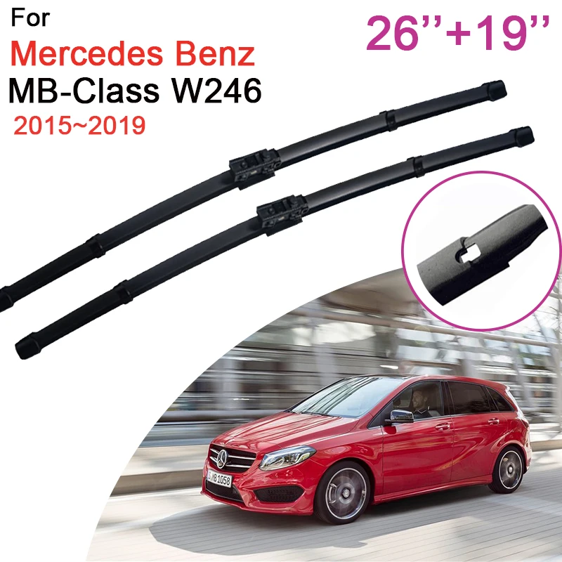 

for Mercedes Benz B-Class W246 B160 B180 B200 2015~2019 2016 2017 Car Front Windshield Wiper Blades Rubber Accessories Stickers