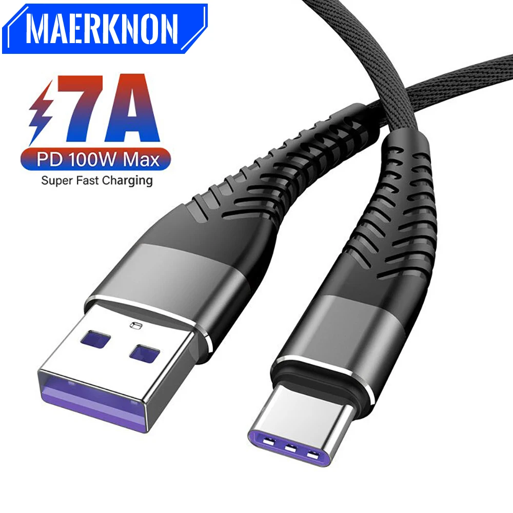 

7A USB C Cable 100W Fast Charge Phone Charger Type C Data Cord For Samsung Xiaomi Huawei Oneplus Quick Charge USB Type C Cable
