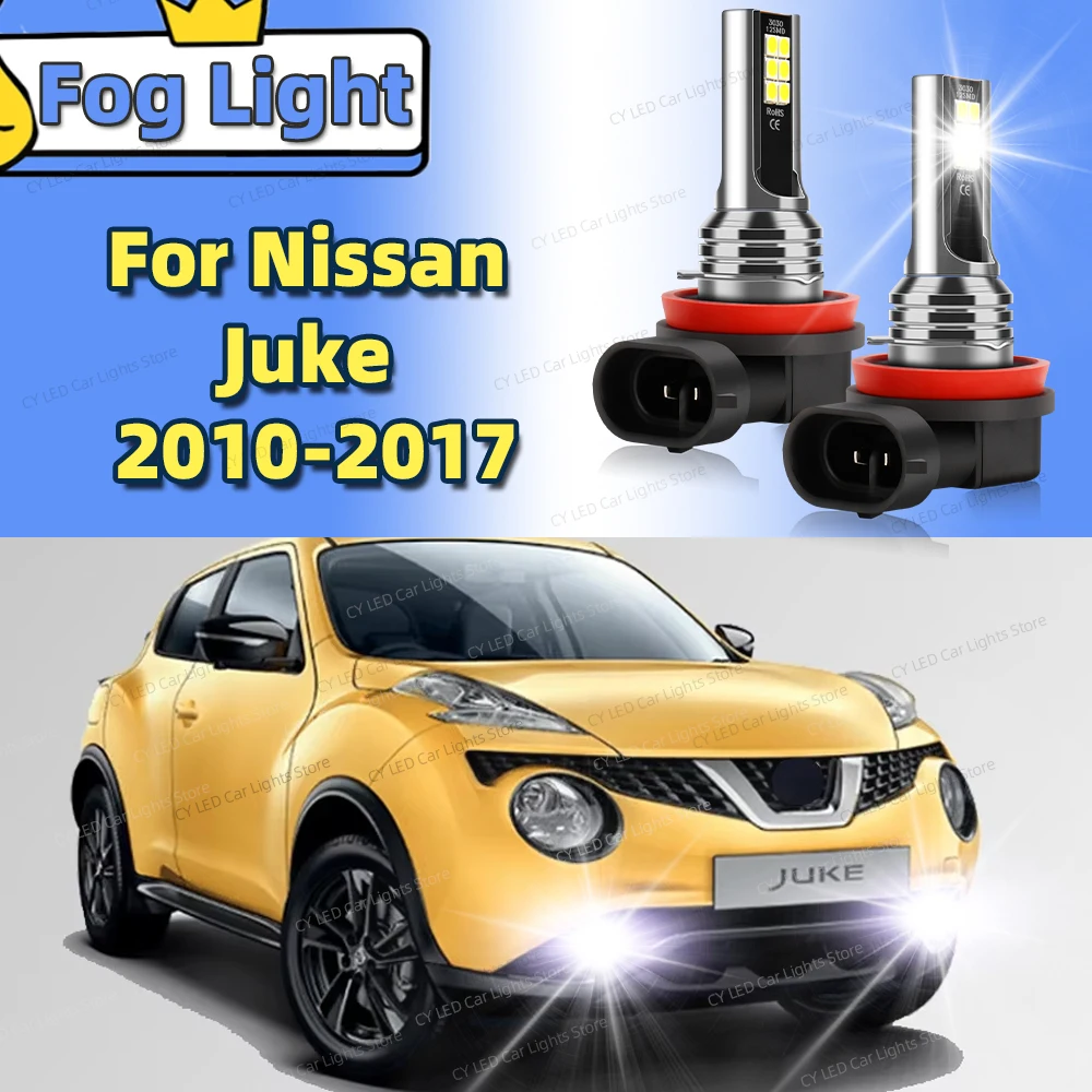 

2 шт. светодиодные передние противотуманные фары автомобиля для Nissan Juke 2010 2011 2012 2013 2014 2015 2016 2017 6000K Canbus автоаксессуары