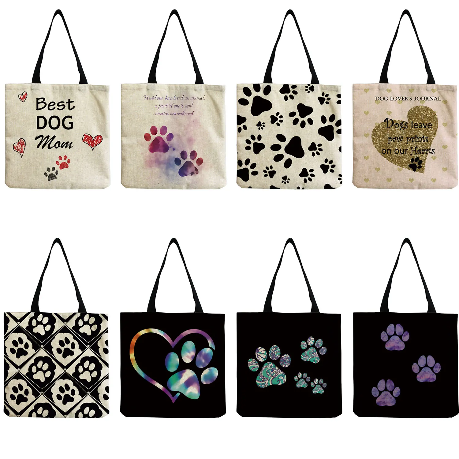 

Cute Cat Paw Print Shopper Bag High Capacity Customizable Portable Women Shoulder Bag Eco Friendly Tote Bag Travel Beach Bag