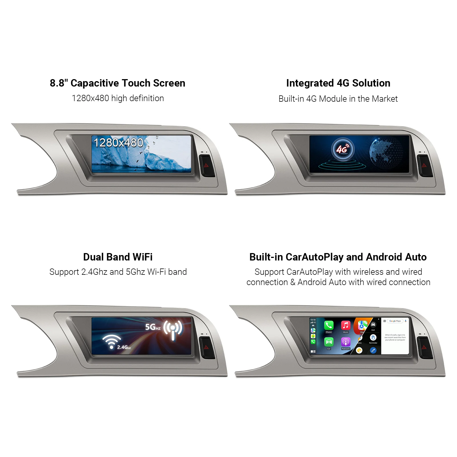 Автомобильный мультимедийный плеер XTRONS 8 дюймов Android 12 Восьмиядерный процессор 2 +