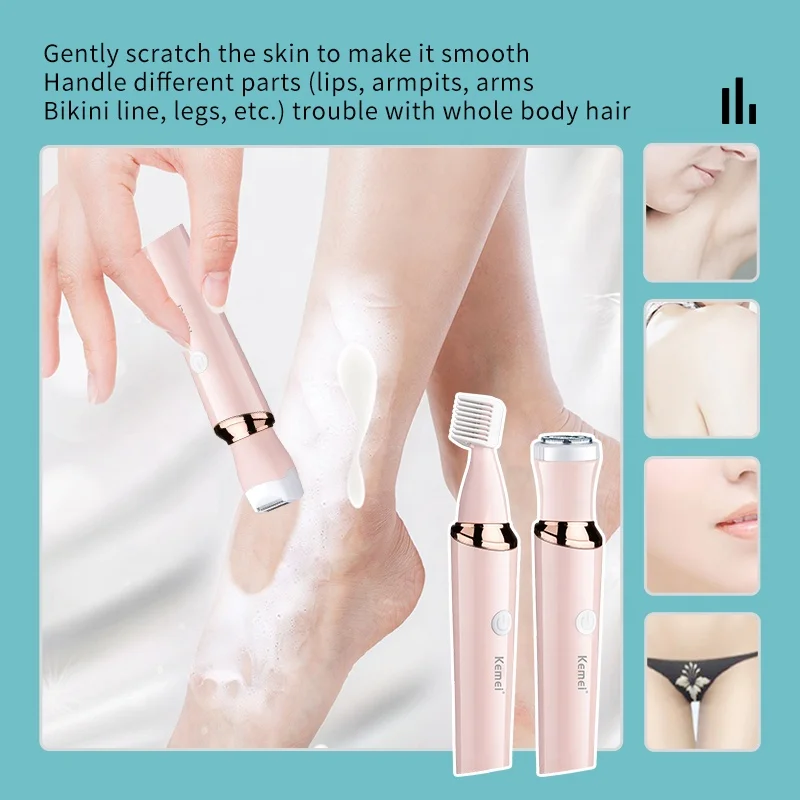 Kemei триммер для удаления волос на лице женщин 3 в 1 бритва бровей перезаряжаемая