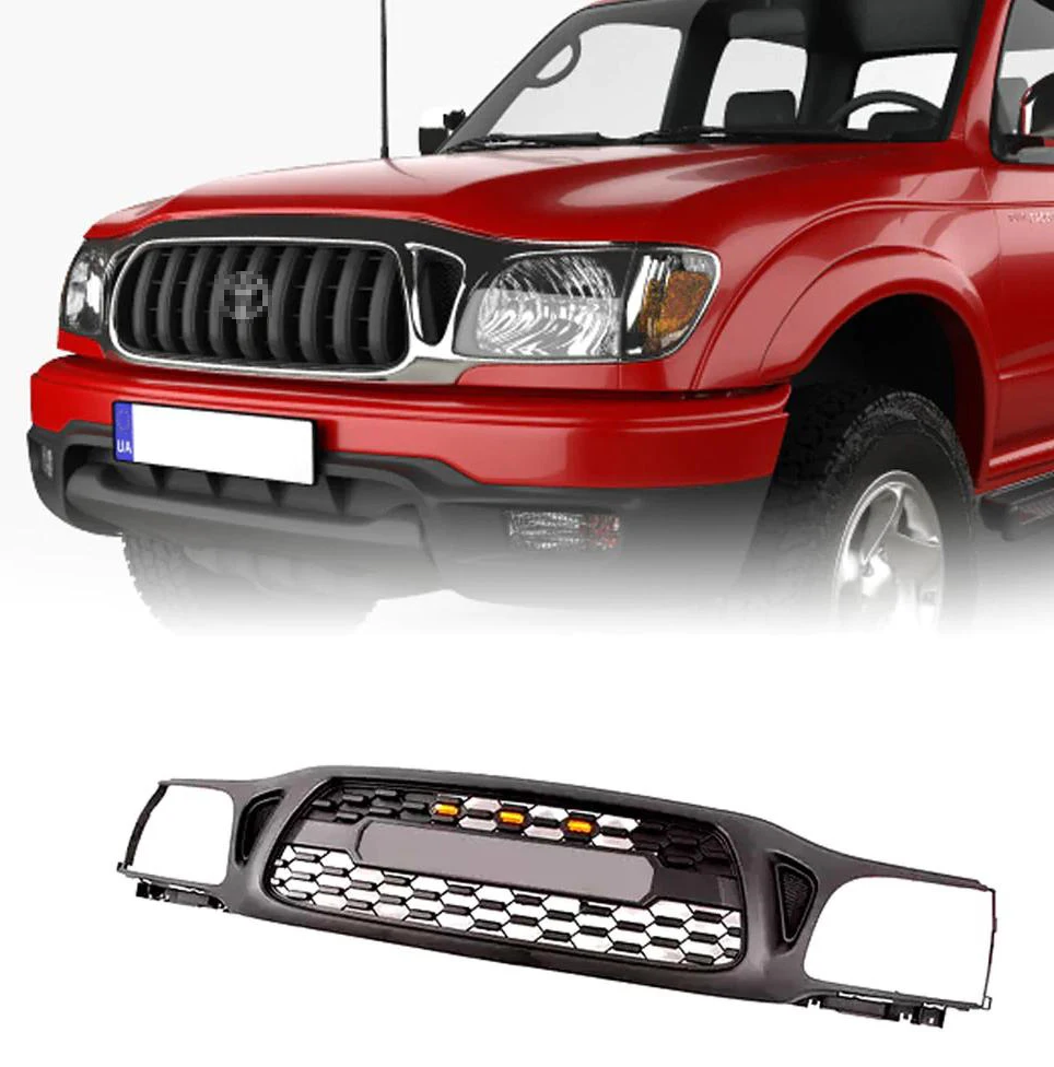 

Решетка переднего бампера для TOYOTA TACOMA TRD 2001 2002 2003 2004, матовый черный гриль со светодиодный светильник кой