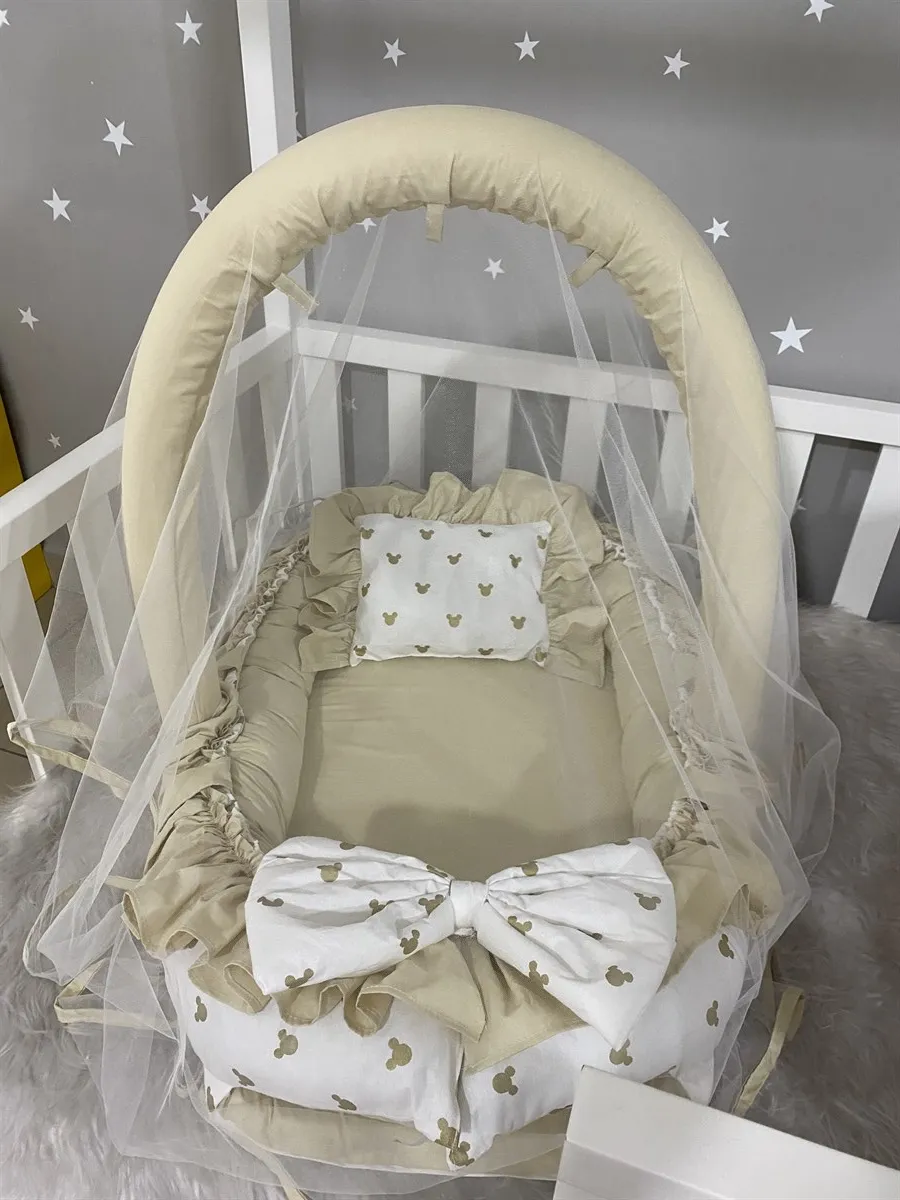 Jaju Baby Gold Mickey Combined Mosquito Net and Toy Hanger Luxury Design Frilly Babynest