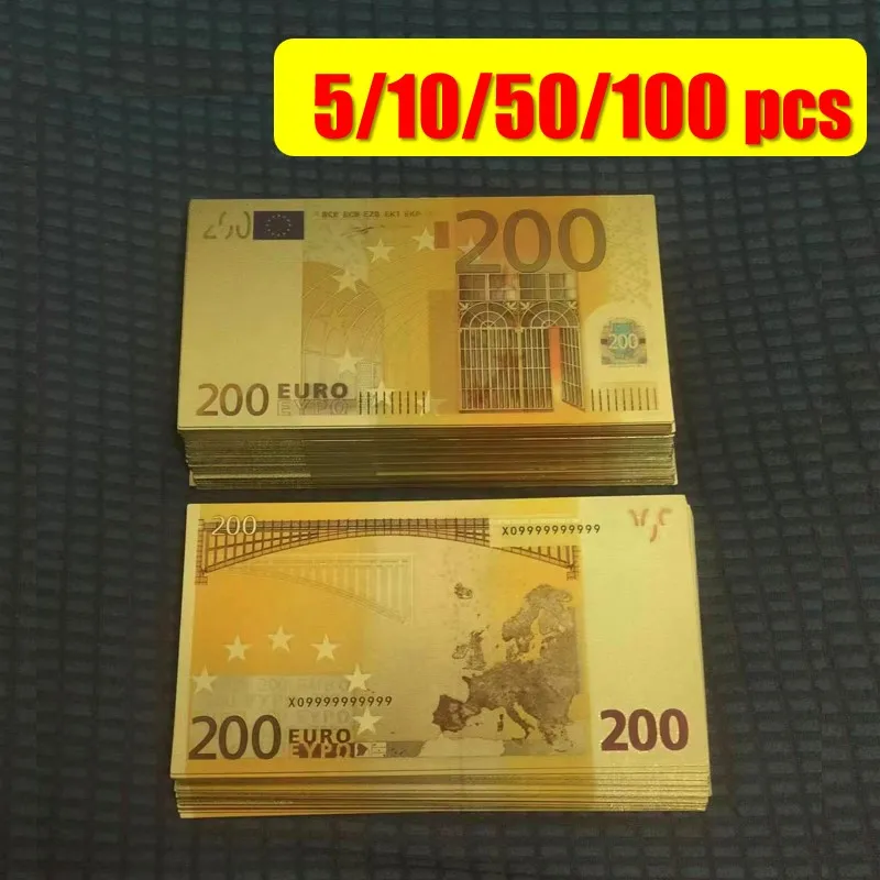 200 искусственная валюта евро поддельные деньги золотые банкноты Для Коллекции