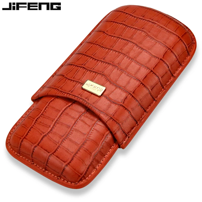 

JIFENG Humidor Portable Personality Cigarette Case Crocodile Pattern First Layer Leather Moisturizing Leather Case Three Pack