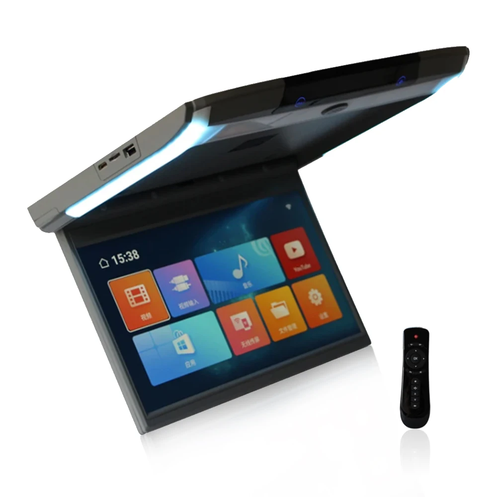 

11,6-дюймовый автомобильный монитор на крыше, ТВ, откидной 1080P, видео HD-экран, IPS-экран с синим окружающим освещением, SD HDMI FM Android 10