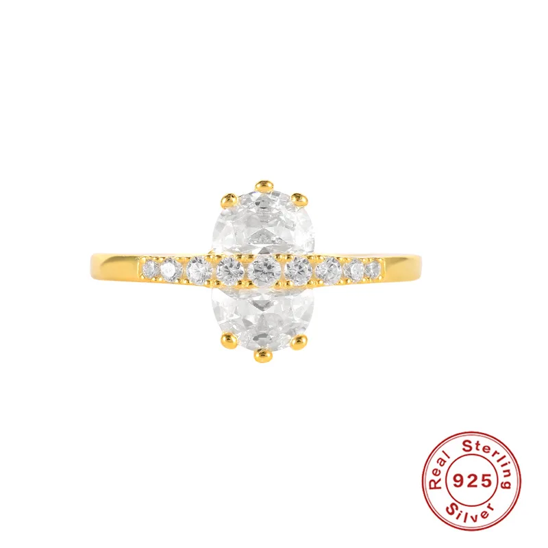 

New Minimalist Zirconia 925 Sterling Silver Rings For Women Wedding Ring Engagement Rings Gold Plated Fashion Fine Jewelry Gifts
