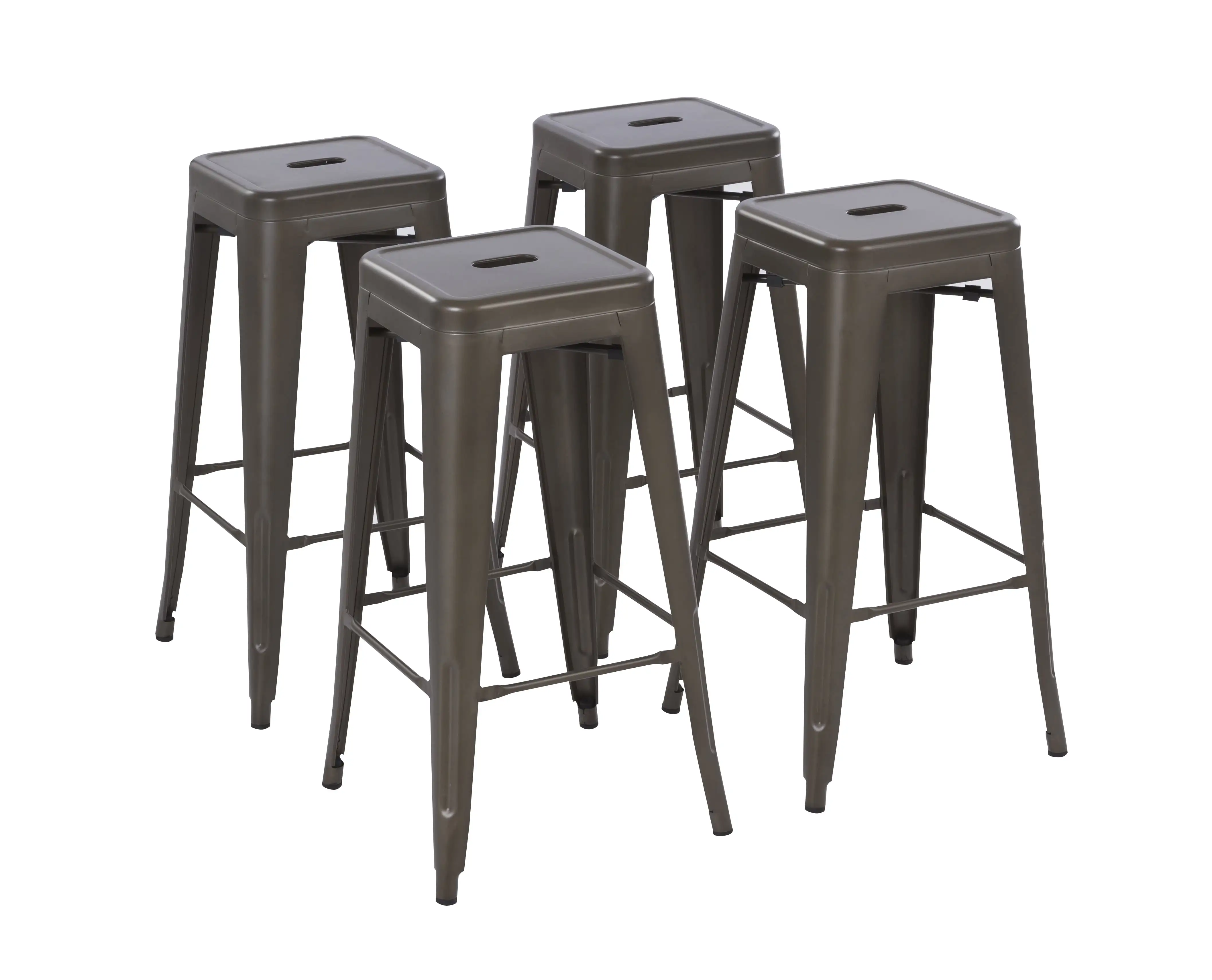 

30inch Stackable Metal Barstool, Set of 4, Gunmetal Color, Backless Style Bar Chair Counter Stools For Kitchen