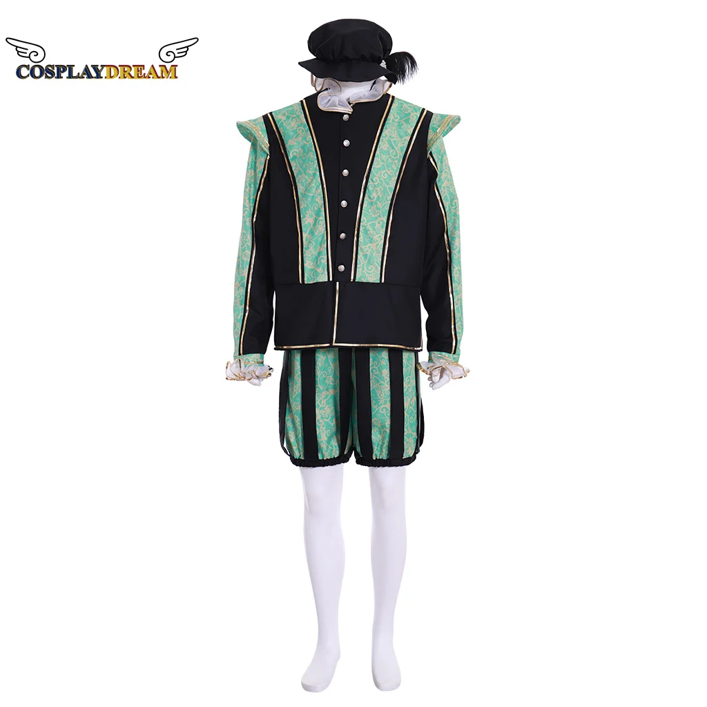 

Костюм для косплея королевы элизабинской Tudor, одежда для мужчин средневекового возраста, благородный мужской костюм Tudor King Knight, костюм для косплея, зеленый костюм