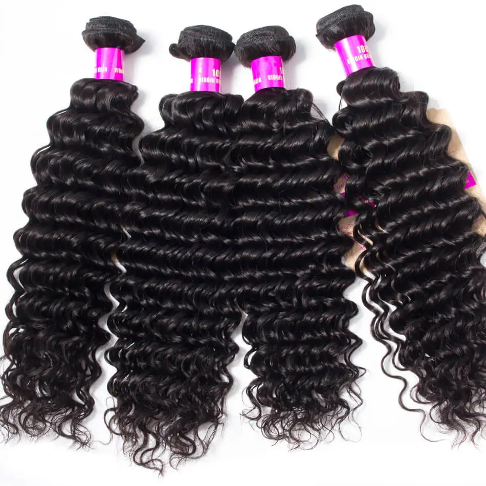 1 3 4 Bundles Deal 24 26 28 Inch Loose Deep Wave Brazilian Hair Weave Bundles Curly Bundle Water Wholesale Raw Virgin Remy