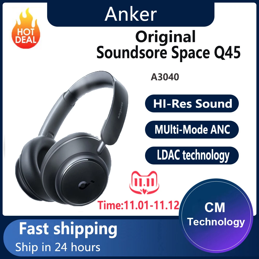 

Беспроводные наушники Anker от soundcore Space Q45 ANC, Bluetooth 98%
