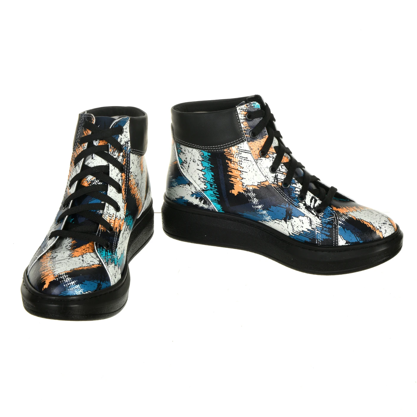 7325 разноцветные ботинки на плоской подошве